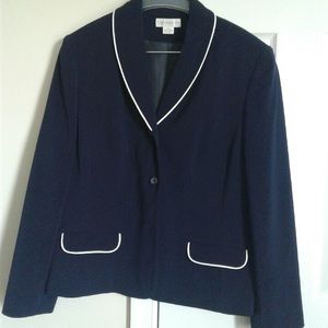 2 piece Navy skirt suit White piping
